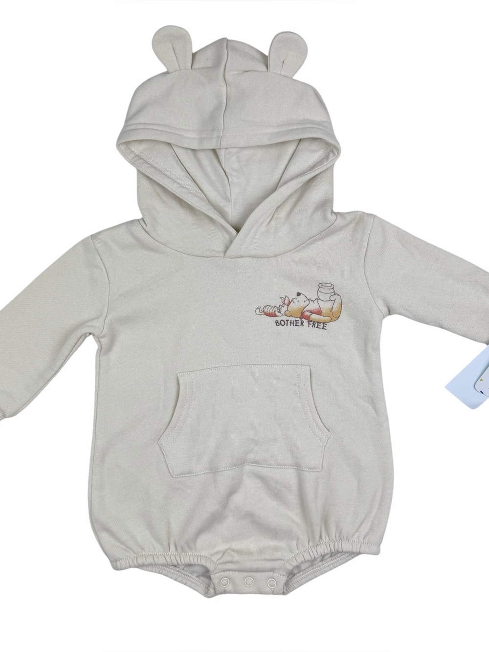 Disney Baby Winnie the Pooh Hooded Fleece Romper Soft Beige Size 0-3M